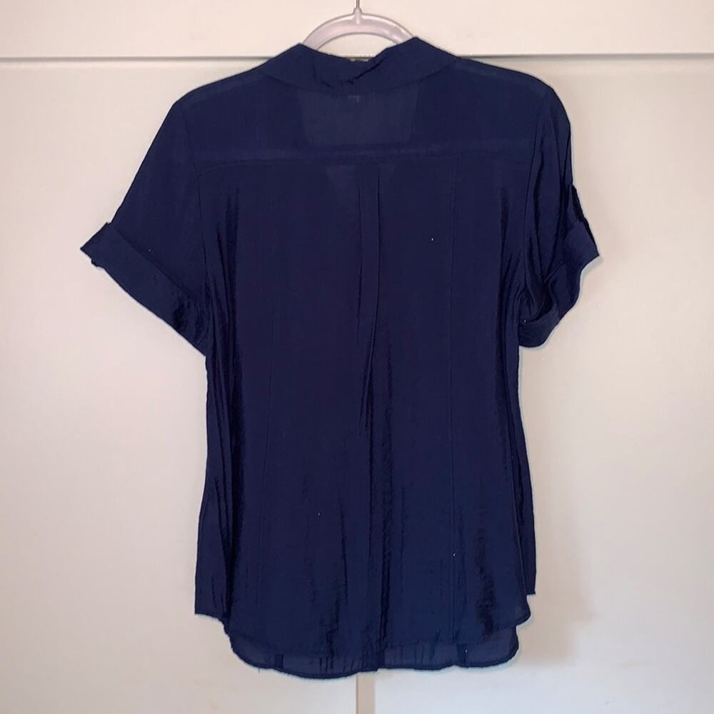 Navy blue button down‎ blouse - Picture 3 of 8